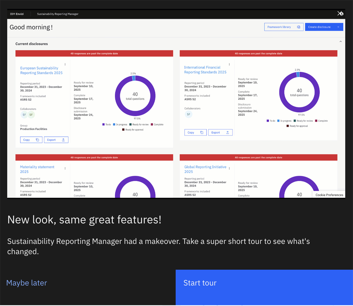 A tour introduces the changes to the user interface